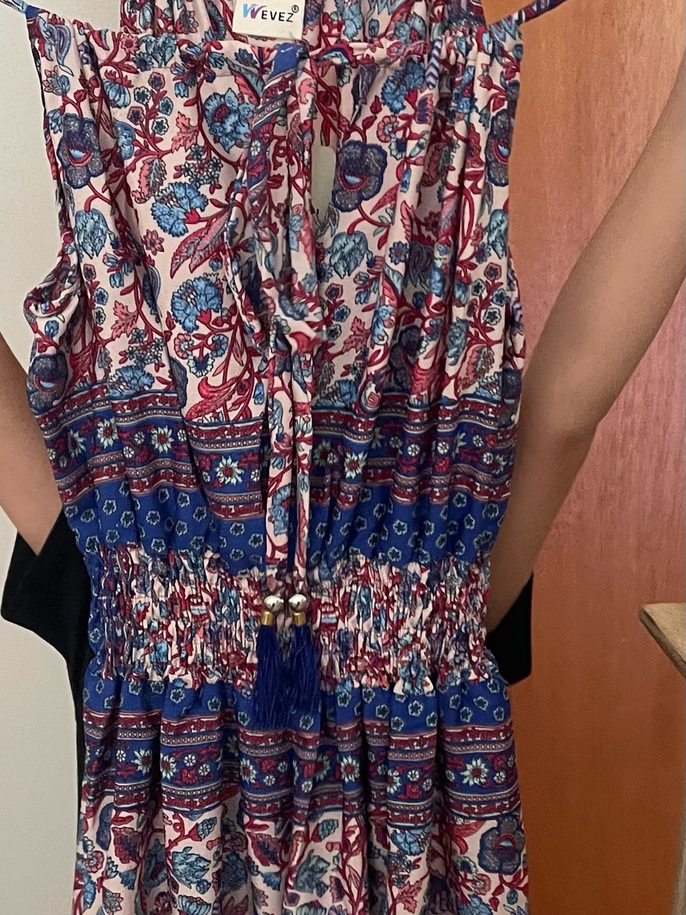 Wevez Blue & Pink Floral High-Low Dress